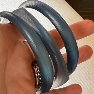 Alexis Bittar Blue Matte Resin Bangle Bracelet Set 3